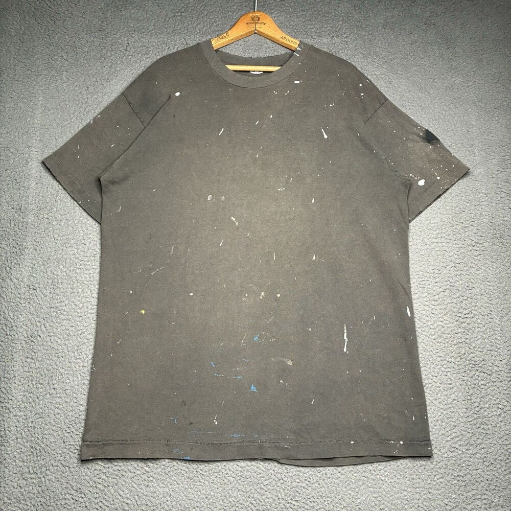 VTG Painters T Shirt Faded Black Burnout Gradient Men’s XL Distressed Grunge